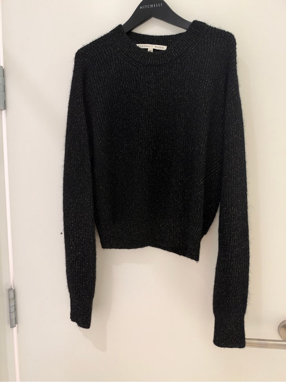 Veronica Beard Black Sparkle Crewneck Sweater